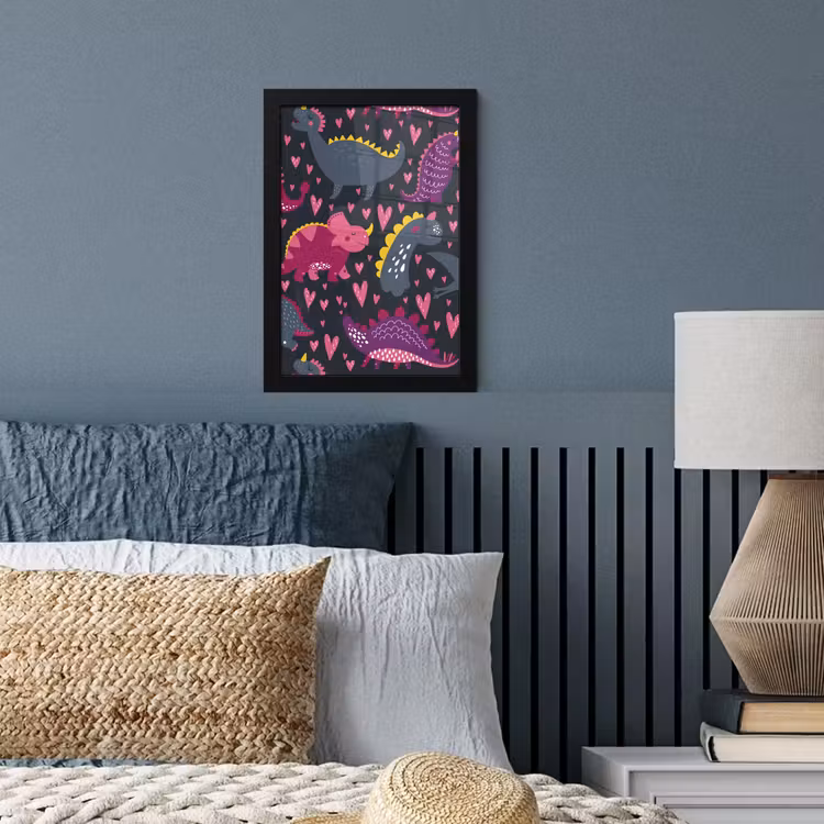 Poster met lijst - Dinosaurus - Kind - Patronen - Roze - Meisjes — 3