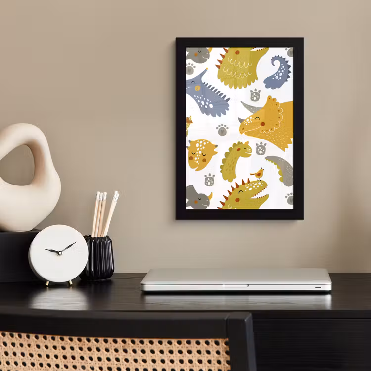 Poster met lijst - Dinosaurus - Patronen - Jongens - Dino - Kinderen — 2