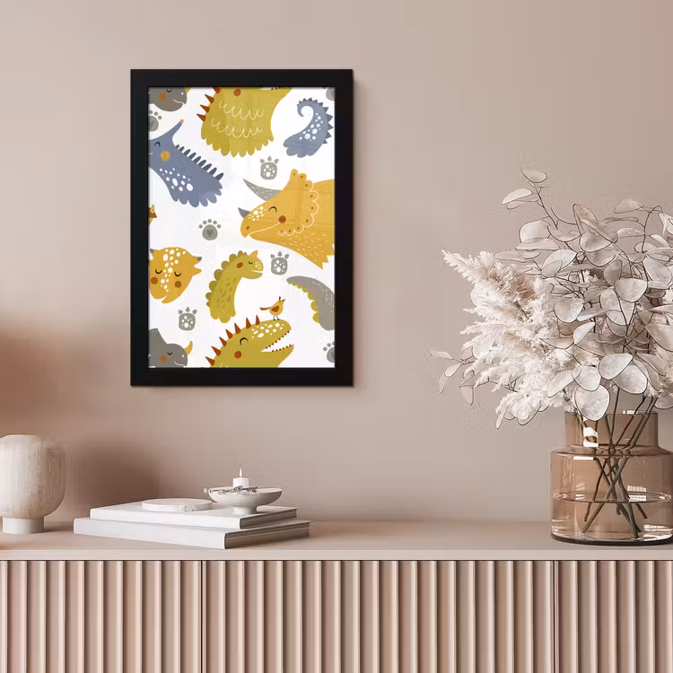 Poster met lijst - Dinosaurus - Patronen - Jongens - Dino - Kinderen — 5