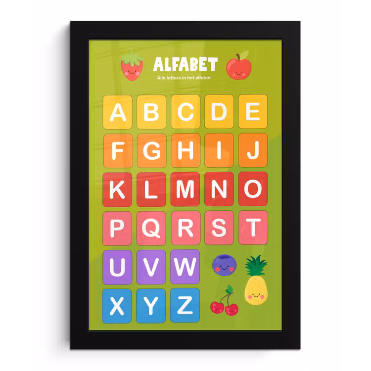 Poster met lijst - Kinderkamer - Alfabet - Educatief - Jongens - Meisjes - Kinderen - Kindje — 1
