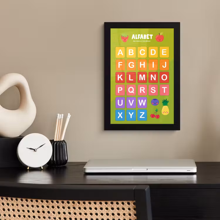 Poster met lijst - Kinderkamer - Alfabet - Educatief - Jongens - Meisjes - Kinderen - Kindje — 2