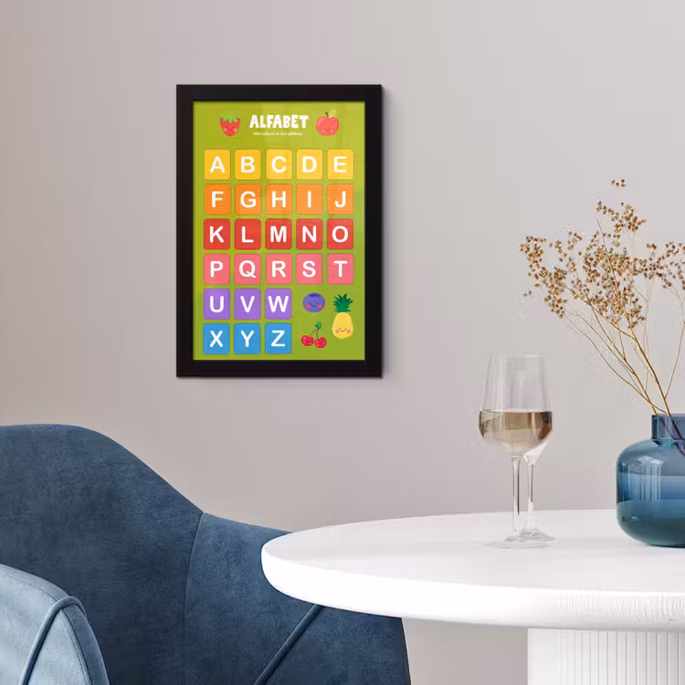 Poster met lijst - Kinderkamer - Alfabet - Educatief - Jongens - Meisjes - Kinderen - Kindje — 4