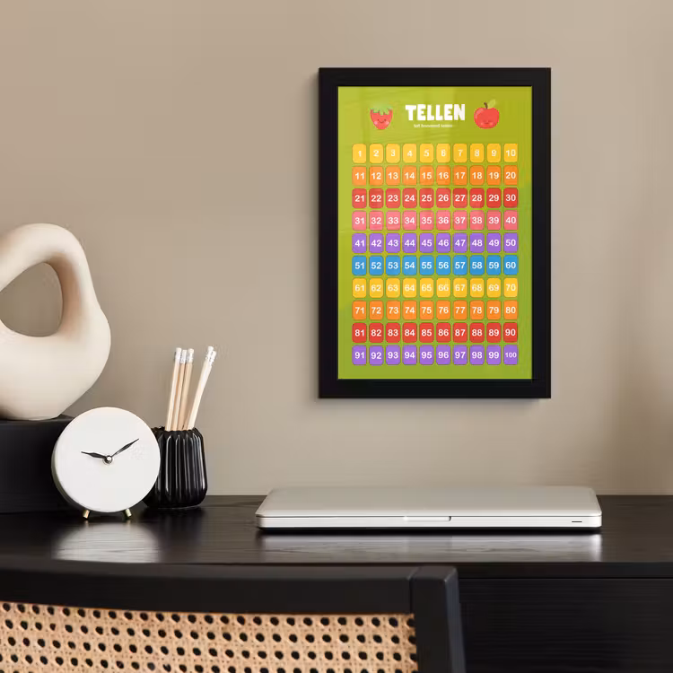 Poster met lijst - Kinderkamer - Educatief - Tellen - Jongens - Meisjes - Kinderen - Groen — 2