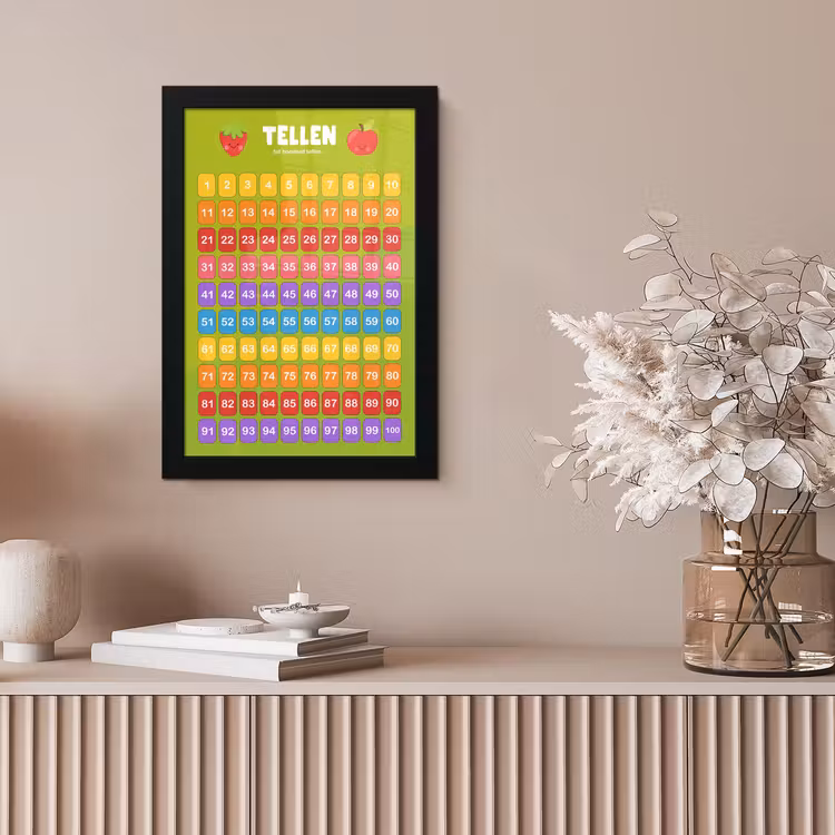 Poster met lijst - Kinderkamer - Educatief - Tellen - Jongens - Meisjes - Kinderen - Groen — 5