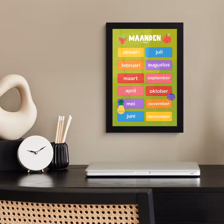 Poster met lijst - Kinderkamer - Maanden - Educatief - Jongens - Meisjes - Kinderen - Groen - Kids — 2