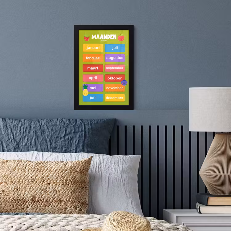 Poster met lijst - Kinderkamer - Maanden - Educatief - Jongens - Meisjes - Kinderen - Groen - Kids — 3