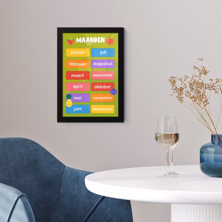 Poster met lijst - Kinderkamer - Maanden - Educatief - Jongens - Meisjes - Kinderen - Groen - Kids — 4