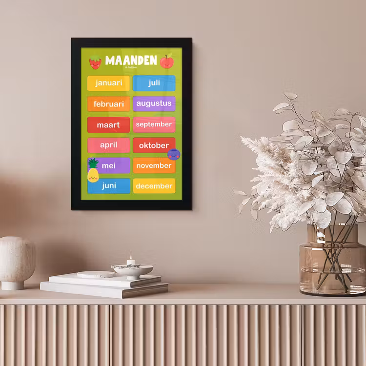 Poster met lijst - Kinderkamer - Maanden - Educatief - Jongens - Meisjes - Kinderen - Groen - Kids — 5