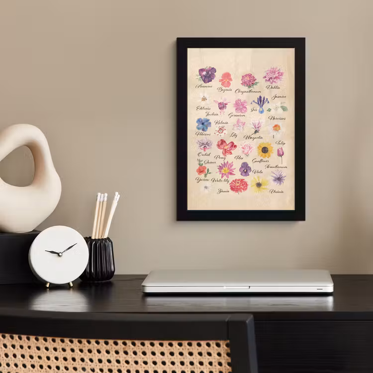 Poster met lijst - Alfabet - Bloemen - Planten - Educatief - Retro - Kind - Kids — 2