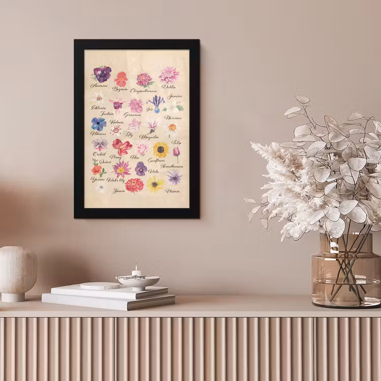 Poster met lijst - Alfabet - Bloemen - Planten - Educatief - Retro - Kind - Kids — 5