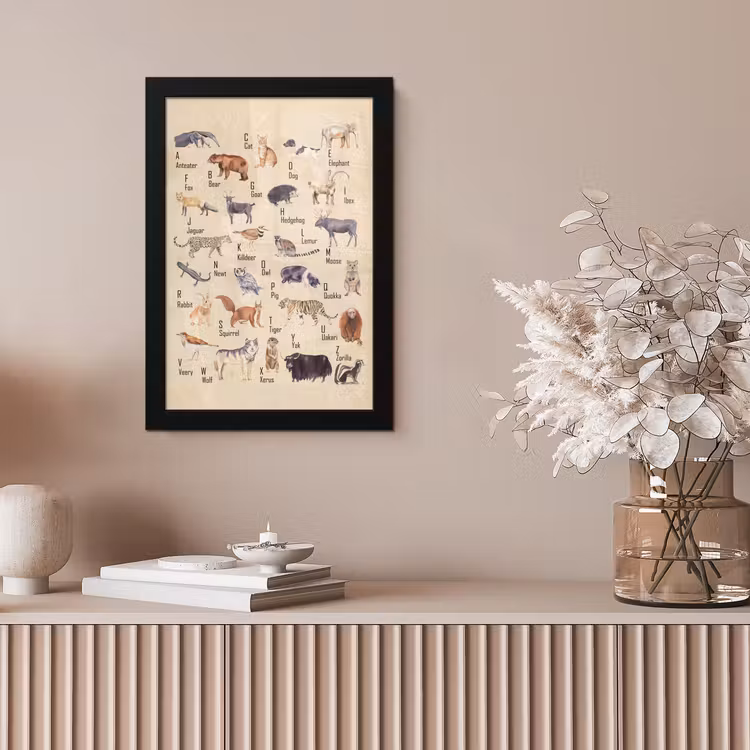 Poster met lijst - Alfabet - Dieren - Hond - Kat - Educatief - Retro - Kind - Kinderen — 5
