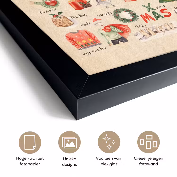 Poster met lijst - Alfabet - Kerst - Christmas - Educatief - Retro - Kind - Kinderen — 6