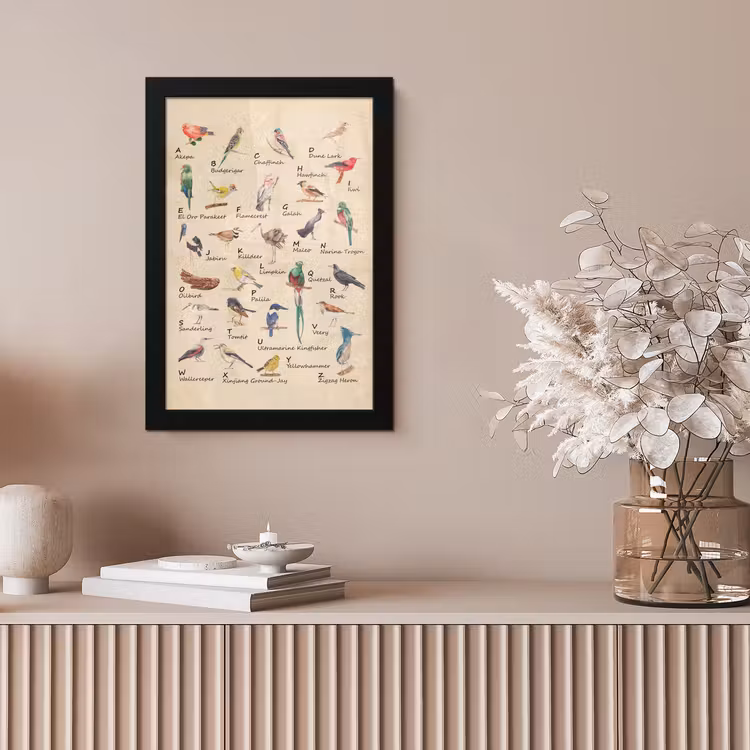 Poster met lijst - Alfabet - Vogel - Educatief - Retro - Letters - Kind - Kinderen — 5