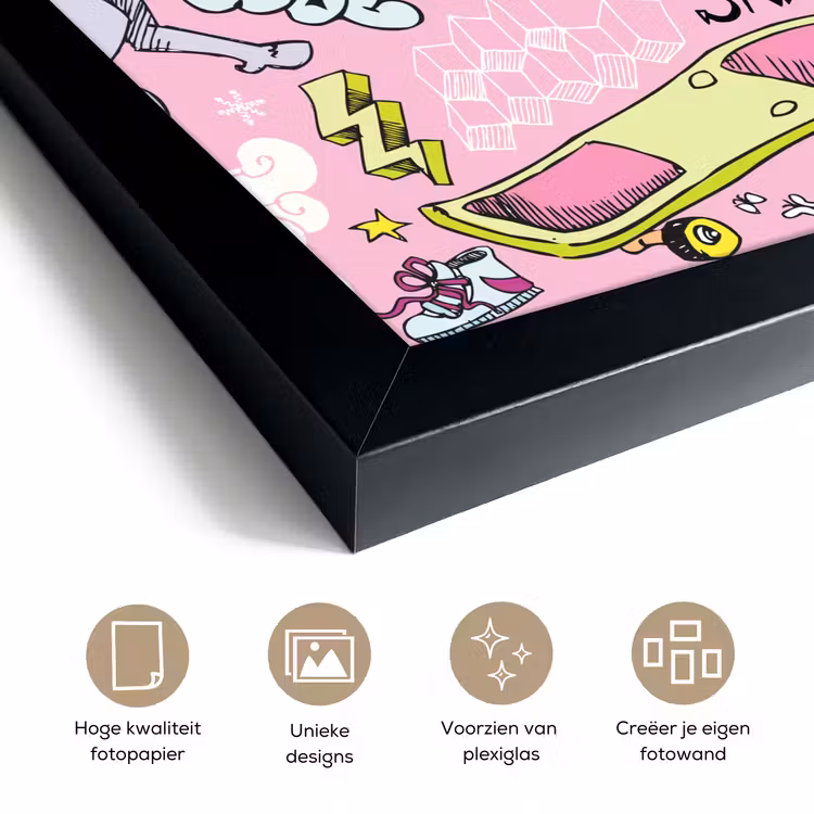 Poster met lijst - Meisjes - Design - Unicorn - Regenboog - Roze — 6