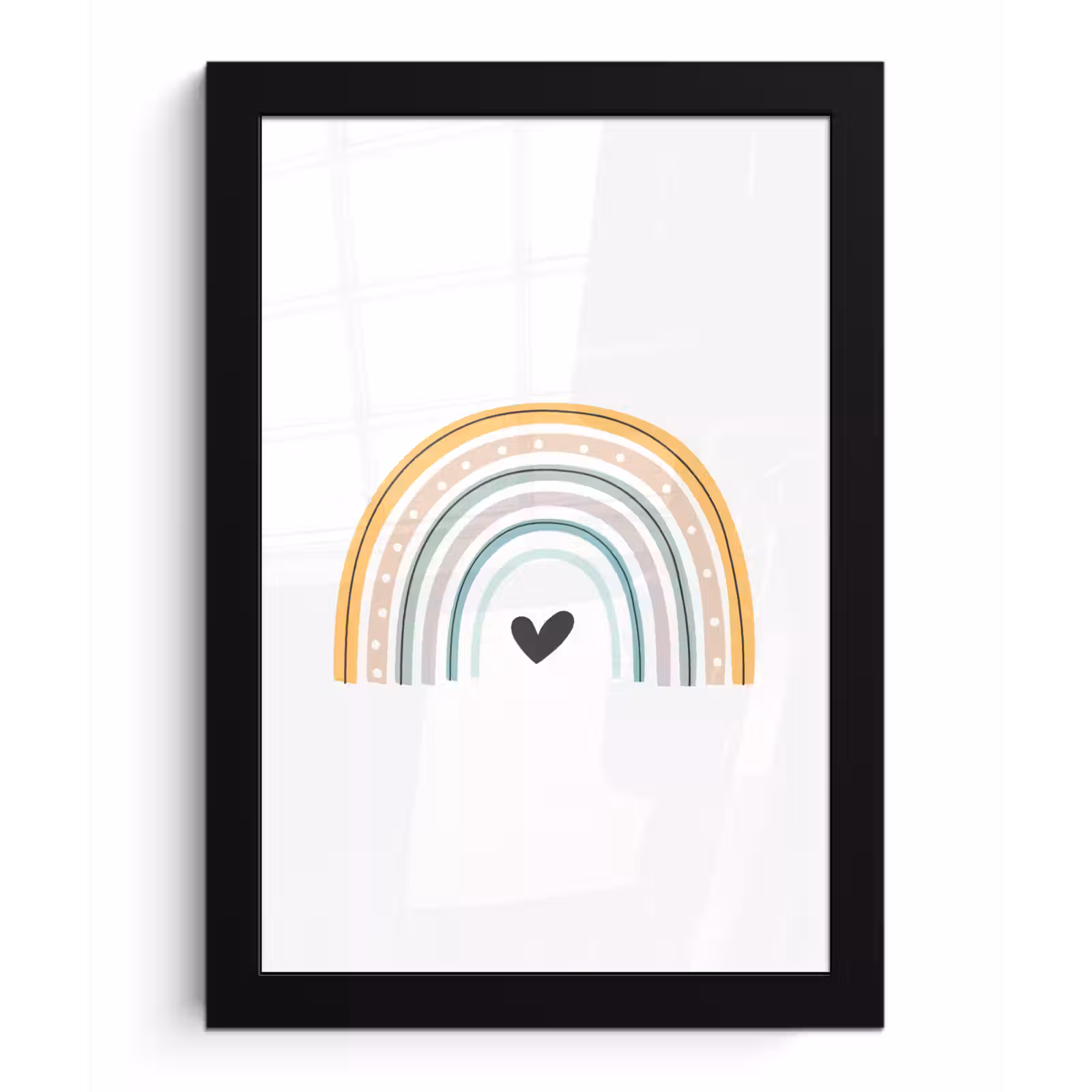 Poster met lijst - Regenboog - Hartje - Stippen - Pastel - Kinderen — 1