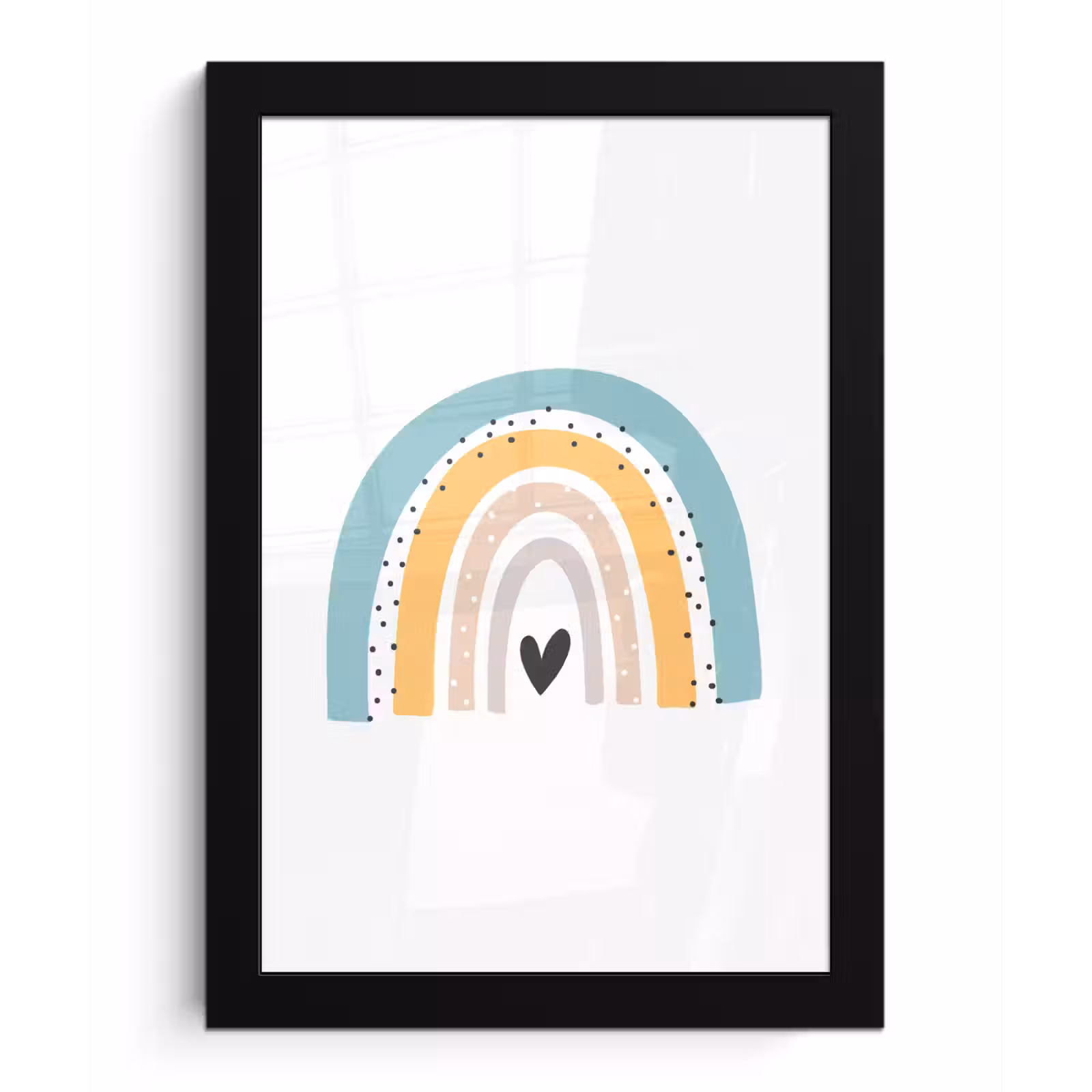 Poster met lijst - Regenboog - Meiden - Jongens - Hartje - Pastel — 1