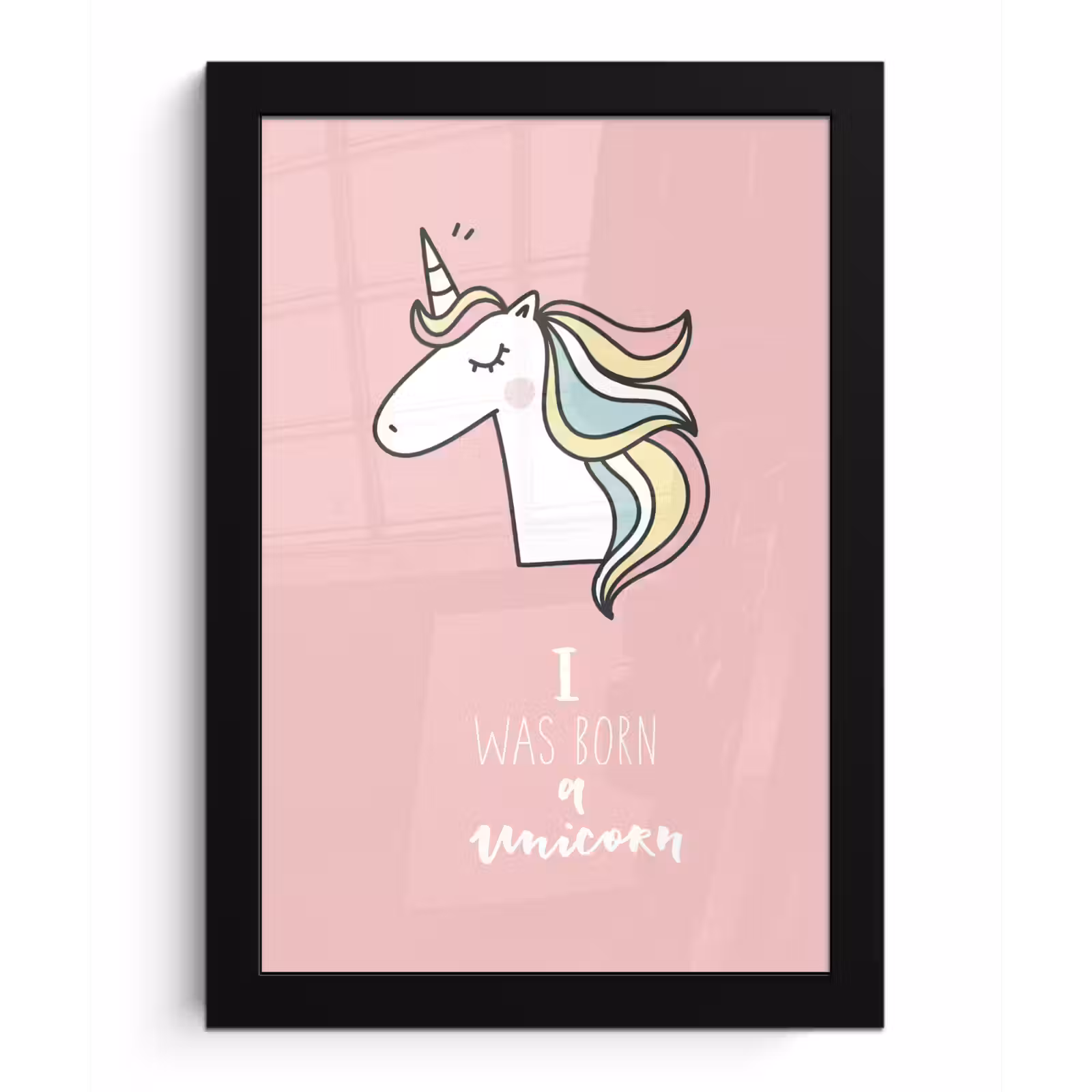 Poster met lijst - Unicorn - Quotes - Roze - I was born a unicorn - Meisjes - Kind — 1