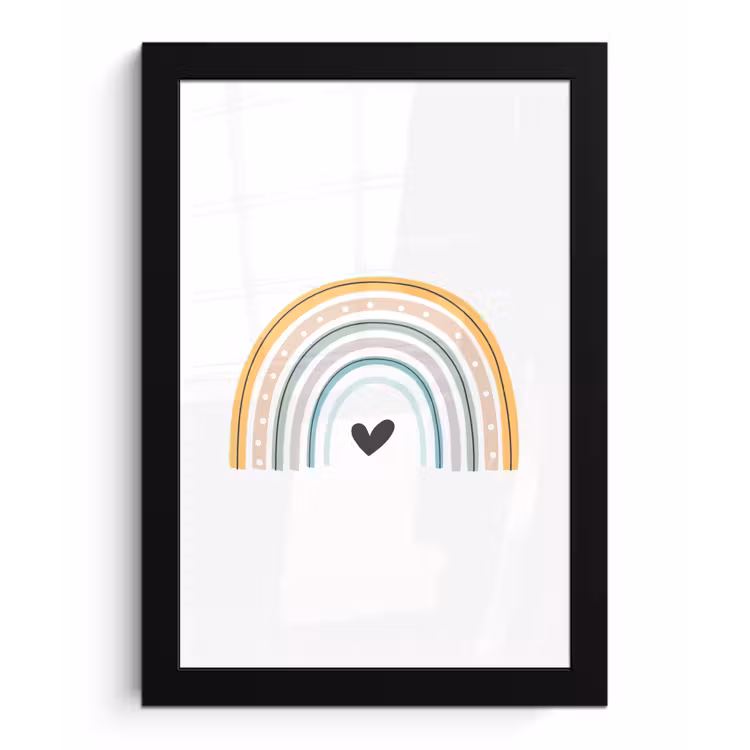 Poster met lijst - Regenboog - Hartje - Stippen - Pastel - Kinderen — 1
