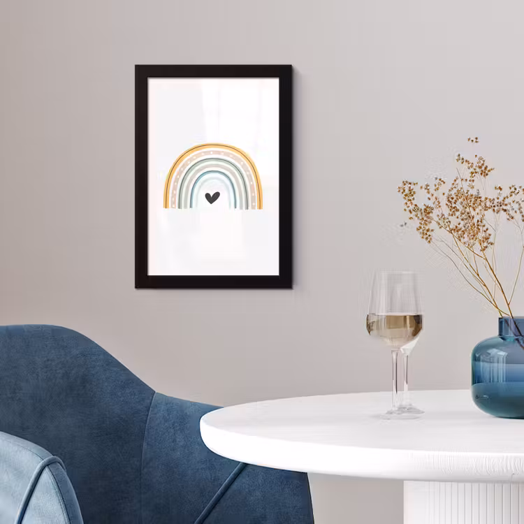 Poster met lijst - Regenboog - Hartje - Stippen - Pastel - Kinderen — 4