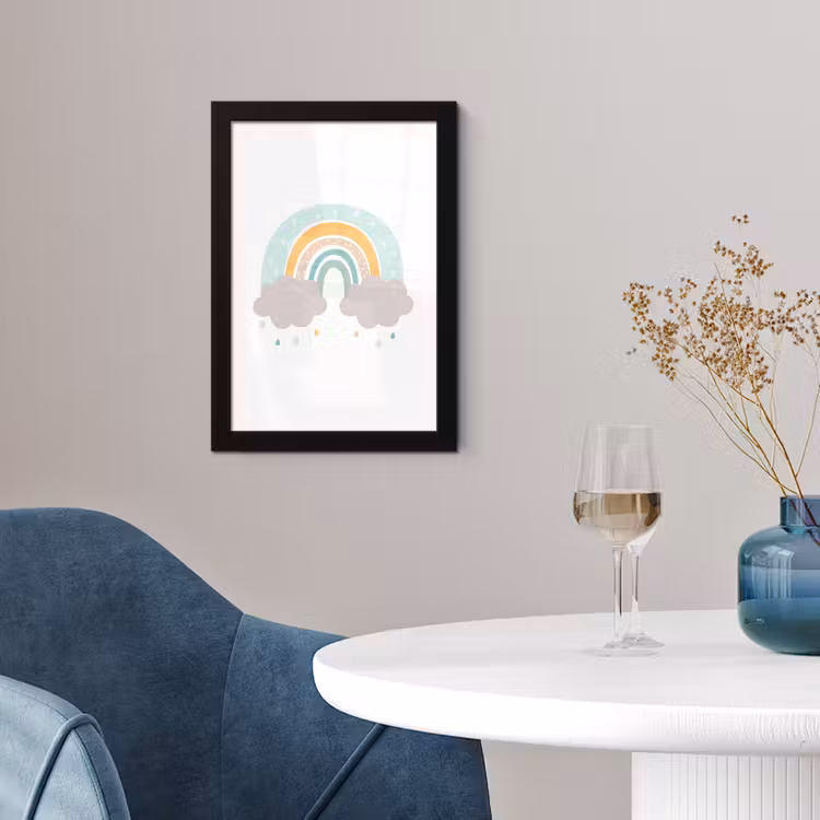 Poster met lijst - Regenboog - Wolken - Regen - Kinderen - Pastel — 4