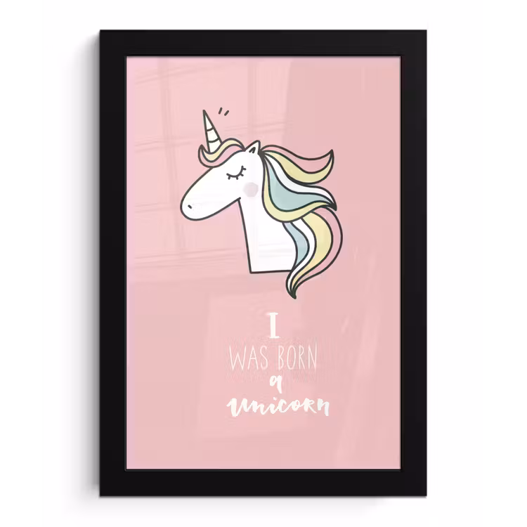 Poster met lijst - Unicorn - Quotes - Roze - I was born a unicorn - Meisjes - Kind — 1