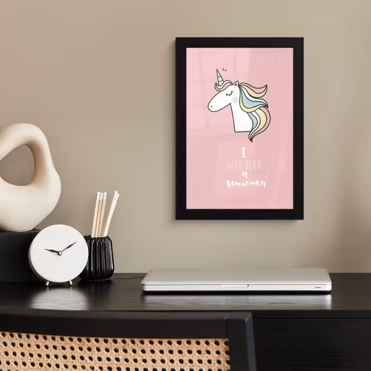 Poster met lijst - Unicorn - Quotes - Roze - I was born a unicorn - Meisjes - Kind — 2