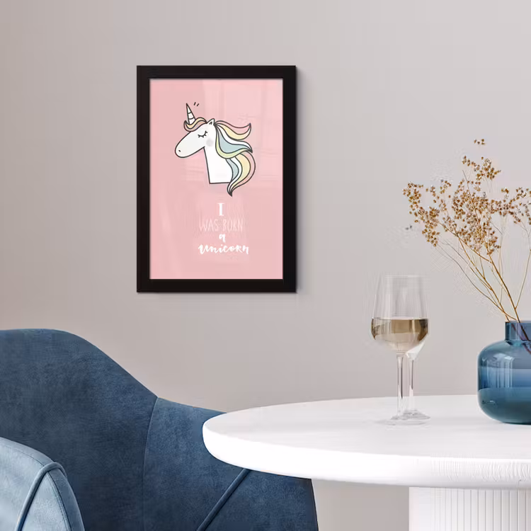 Poster met lijst - Unicorn - Quotes - Roze - I was born a unicorn - Meisjes - Kind — 4