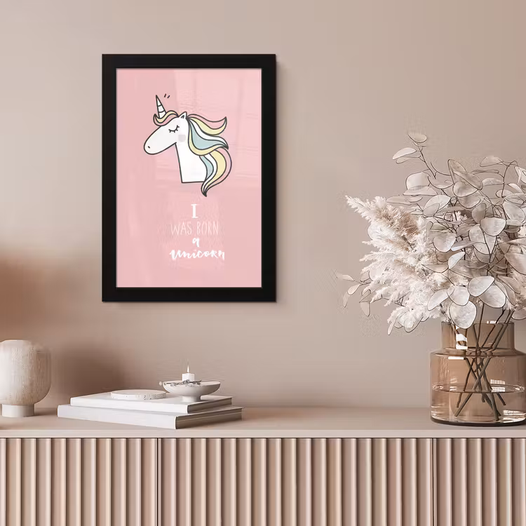Poster met lijst - Unicorn - Quotes - Roze - I was born a unicorn - Meisjes - Kind — 5