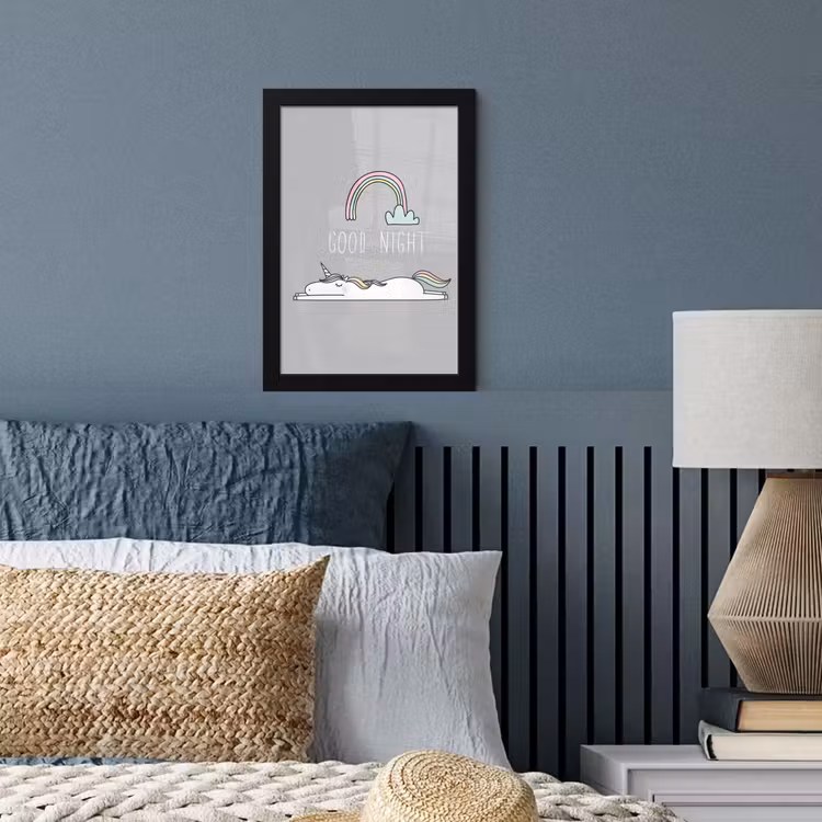 Poster met lijst - Unicorn - Regenboog - Kinderen - Quotes - Good night - Meisjes — 3