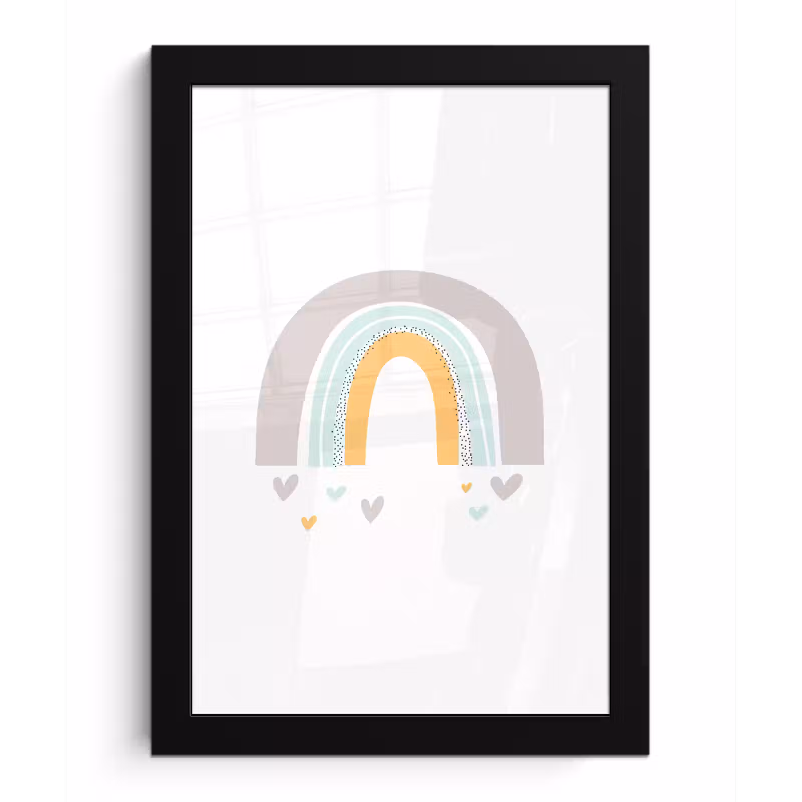 Poster met lijst - Regenboog - Hartjes - Meisjes - Jongens - Pastel — 1