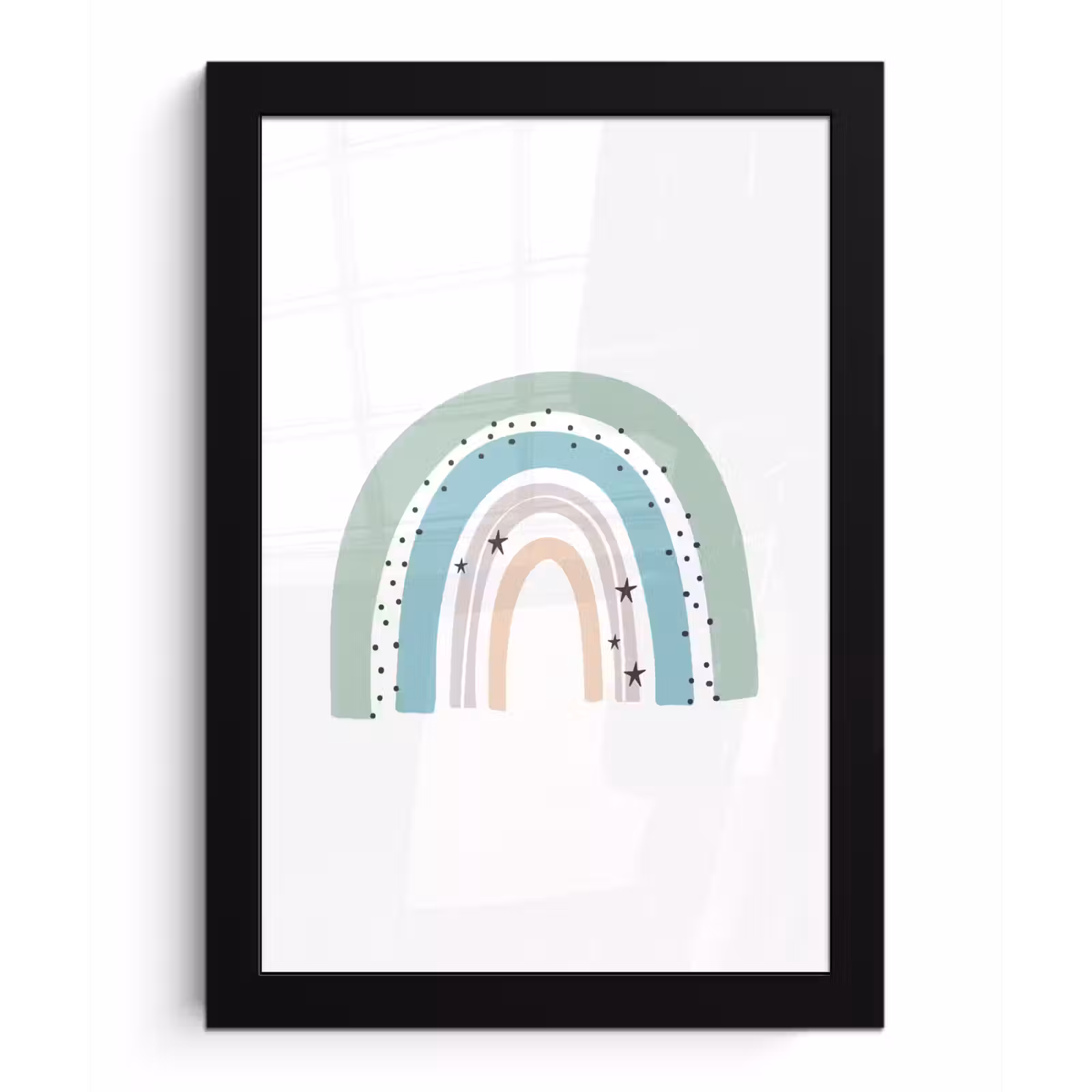 Poster met lijst - Regenboog - Kinderen - Sterren - Stippen - Pastel — 1