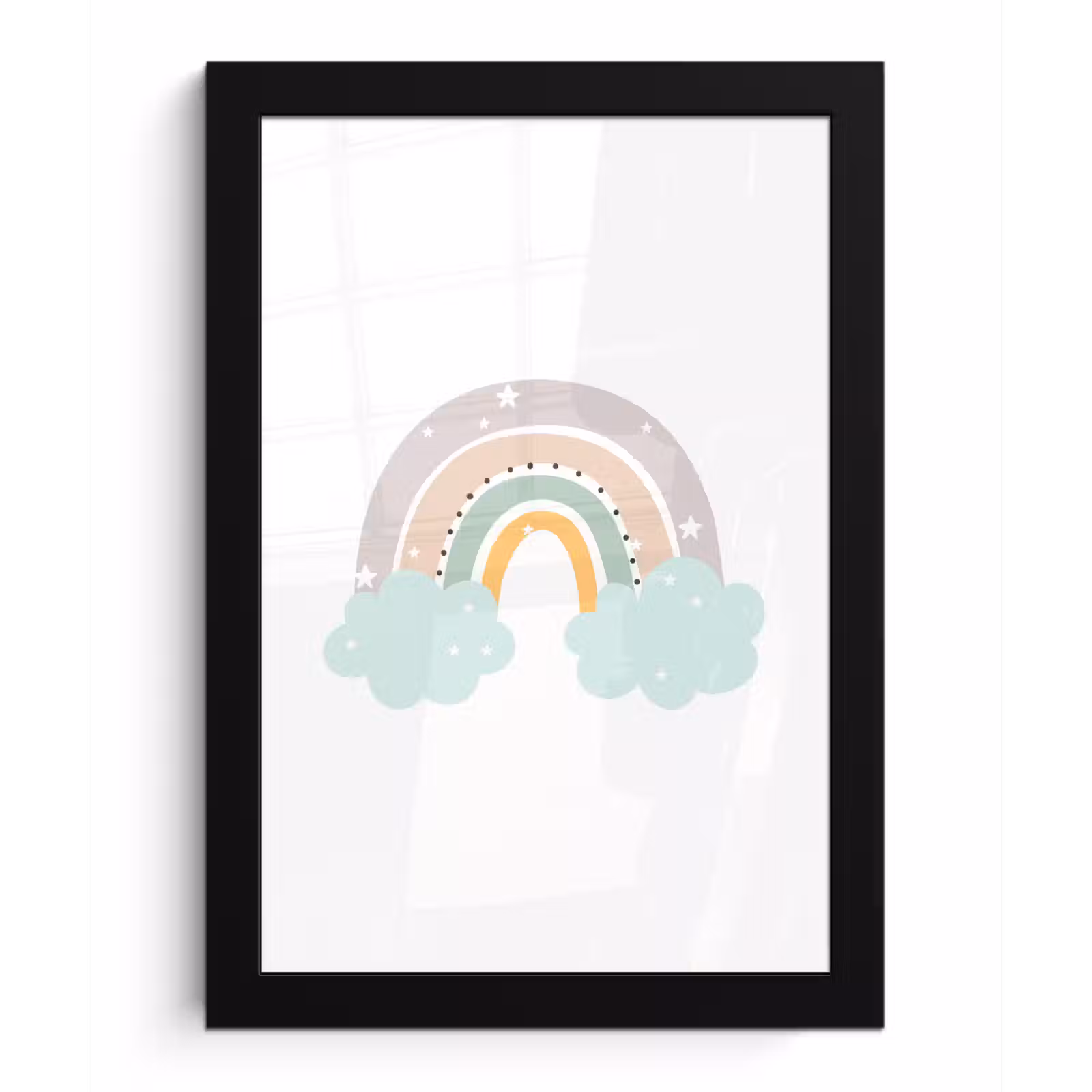 Poster met lijst - Regenboog - Sterren - Stippen - Wolken - Kinderen — 1