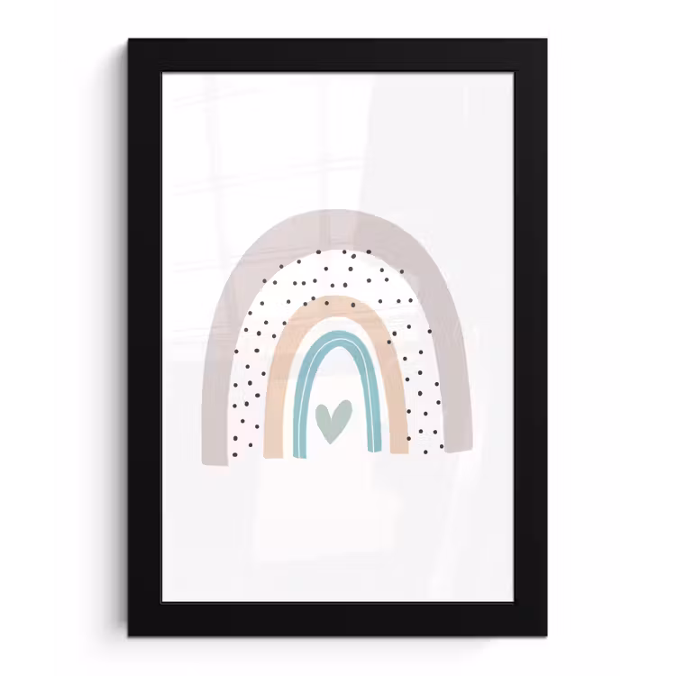 Poster met lijst - Regenboog - Hart - Stippen - Kinderen - Kids — 1