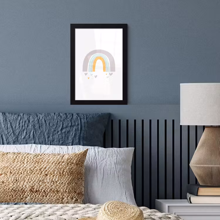 Poster met lijst - Regenboog - Hartjes - Meisjes - Jongens - Pastel — 3