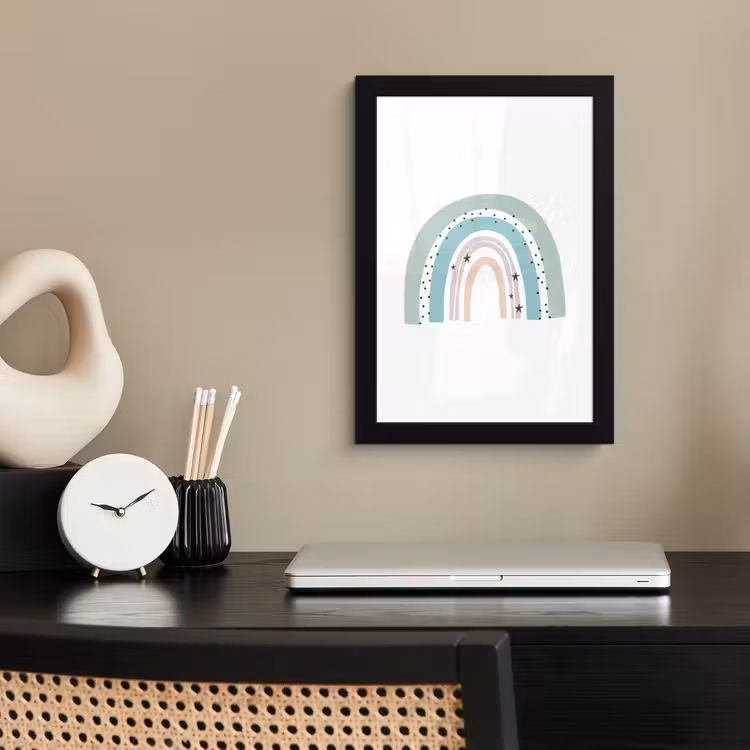 Poster met lijst - Regenboog - Kinderen - Sterren - Stippen - Pastel — 2