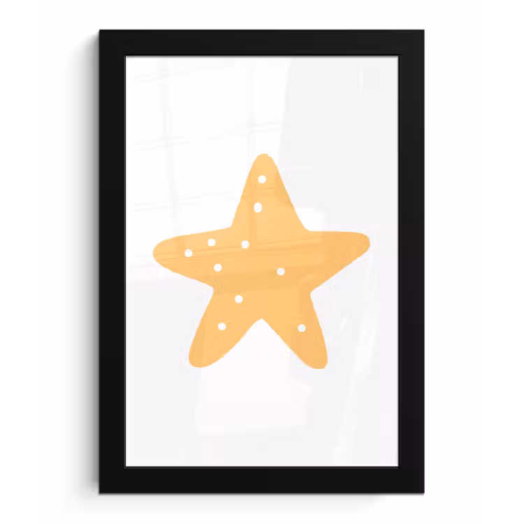 Poster met lijst - Ster - Meisjes - Jongens - Oranje - Stippen - Kinderen — 1