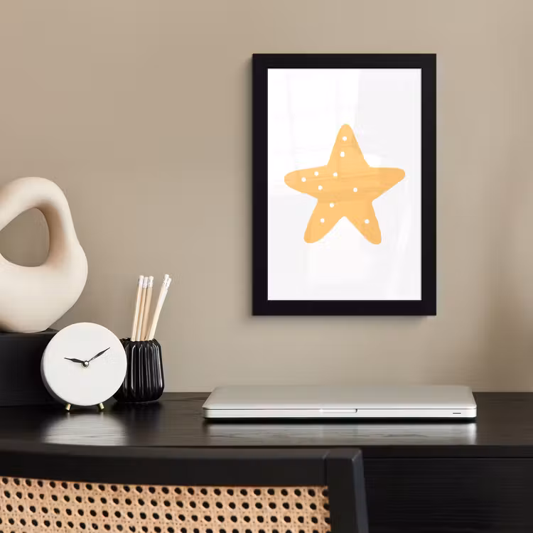 Poster met lijst - Ster - Meisjes - Jongens - Oranje - Stippen - Kinderen — 2