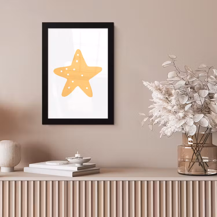 Poster met lijst - Ster - Meisjes - Jongens - Oranje - Stippen - Kinderen — 5