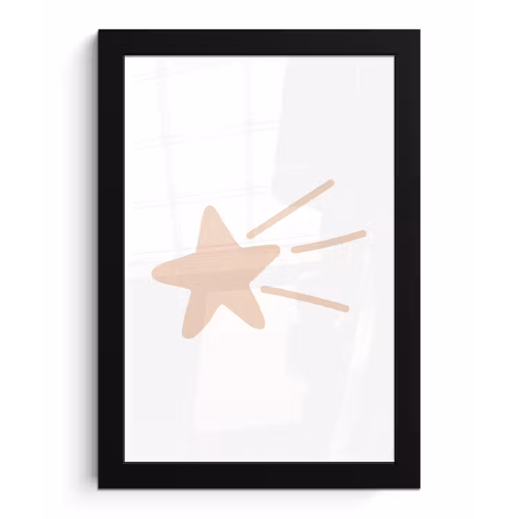 Poster met lijst - Vallende ster - Pastel - Kinderen - Roze - Kids — 1