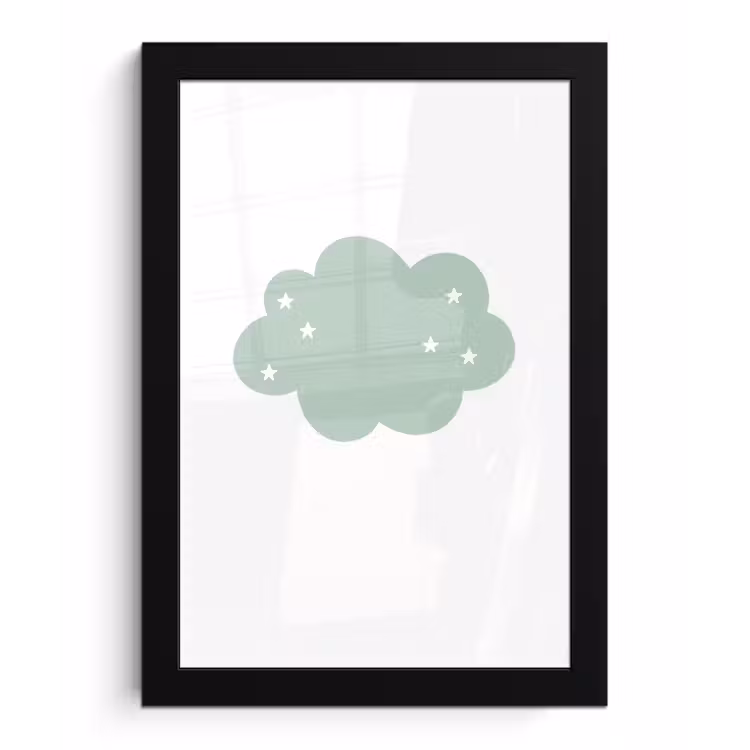 Poster met lijst - Wolk - Meiden - Jongens - Sterren - Pastel - Kind — 1