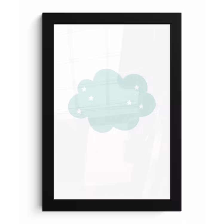 Poster met lijst - Wolk - Sterretjes - Pastel - Kinderen - Baby — 1