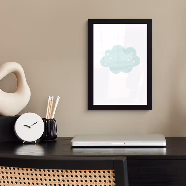 Poster met lijst - Wolk - Sterretjes - Pastel - Kinderen - Baby — 2