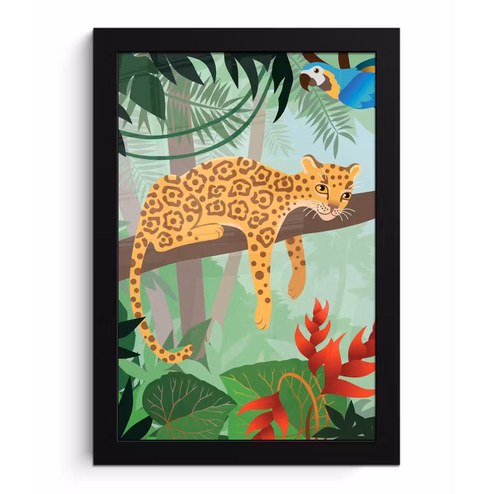 Poster met lijst - Jungle dieren - Toekan - Jongens - Meiden - Luipaard — 1