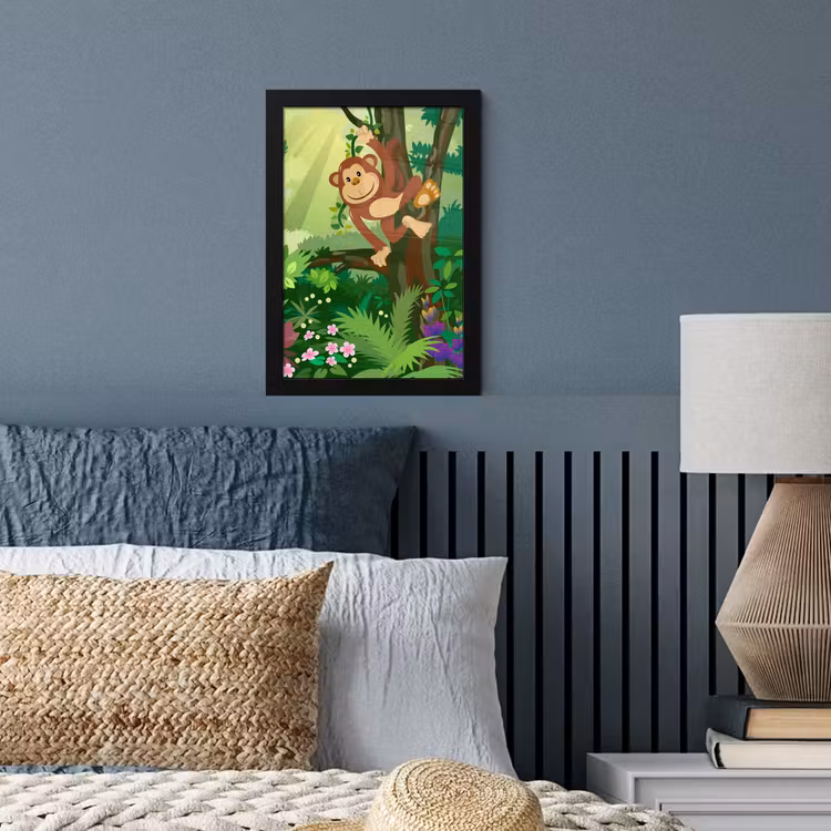 Poster met lijst - Aap - Jungle - Jongens - Meisjes - Bloemen - Kids — 3