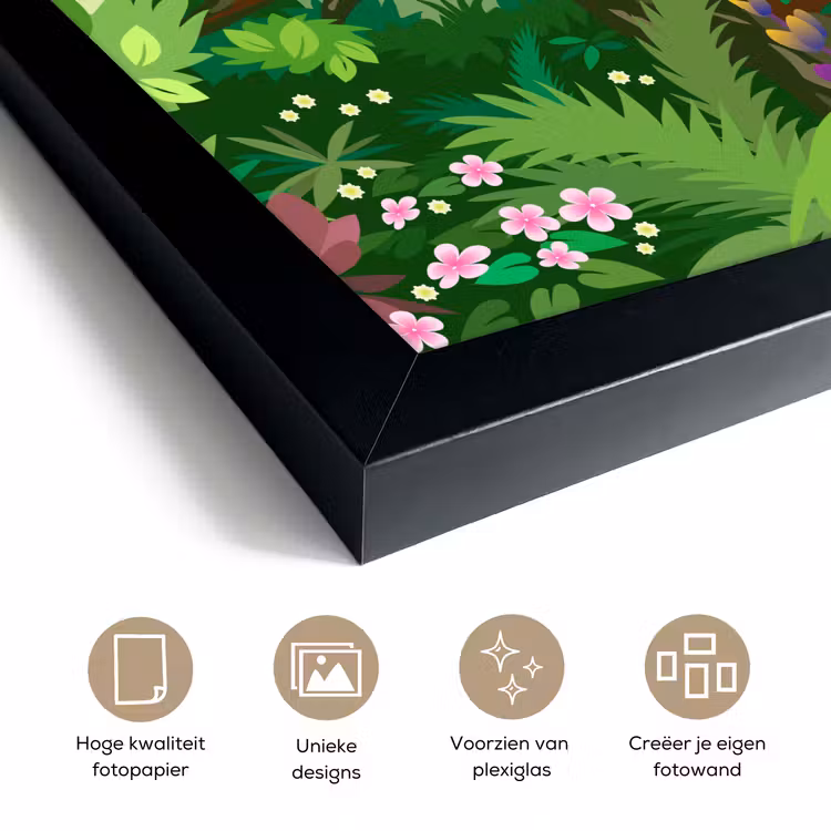 Poster met lijst - Aap - Jungle - Jongens - Meisjes - Bloemen - Kids — 6