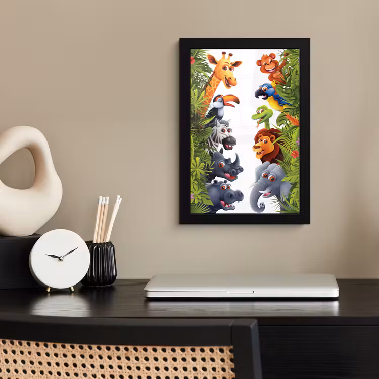 Poster met lijst - Jungle - Dieren - Jongens - Meisjes - Giraf - Olifant - Kids — 2