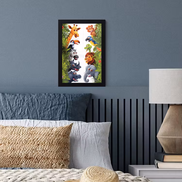 Poster met lijst - Jungle - Dieren - Jongens - Meisjes - Giraf - Olifant - Kids — 3