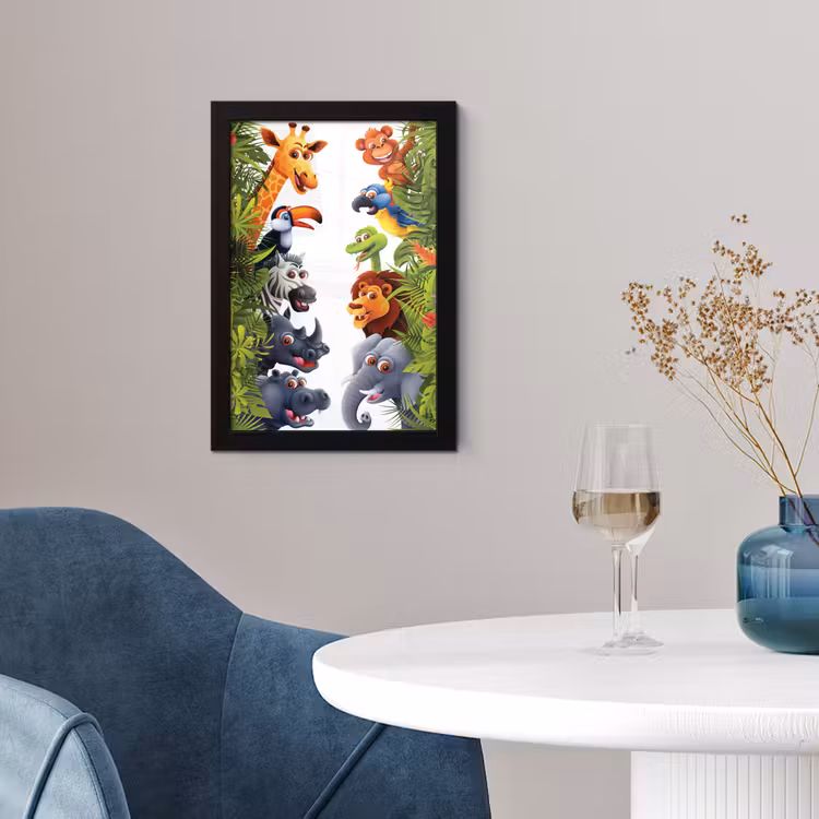 Poster met lijst - Jungle - Dieren - Jongens - Meisjes - Giraf - Olifant - Kids — 4