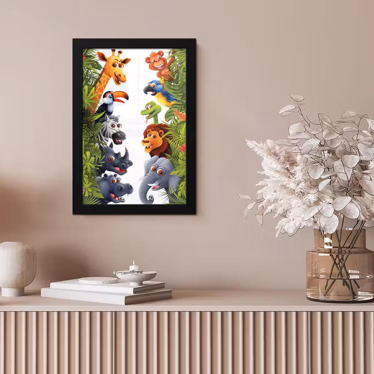 Poster met lijst - Jungle - Dieren - Jongens - Meisjes - Giraf - Olifant - Kids — 5
