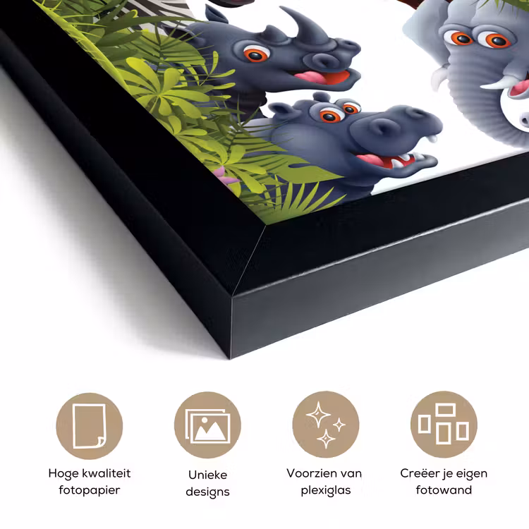 Poster met lijst - Jungle - Dieren - Jongens - Meisjes - Giraf - Olifant - Kids — 6